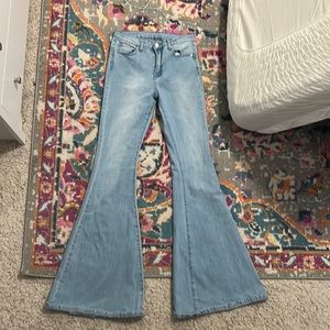 light denim shein bell bottom jeans